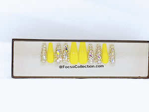 "Bling Yellow " Press on Nails