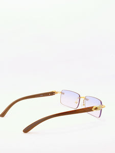 "Saucey" Blue Lens Gold /Brown wood (Men &women)